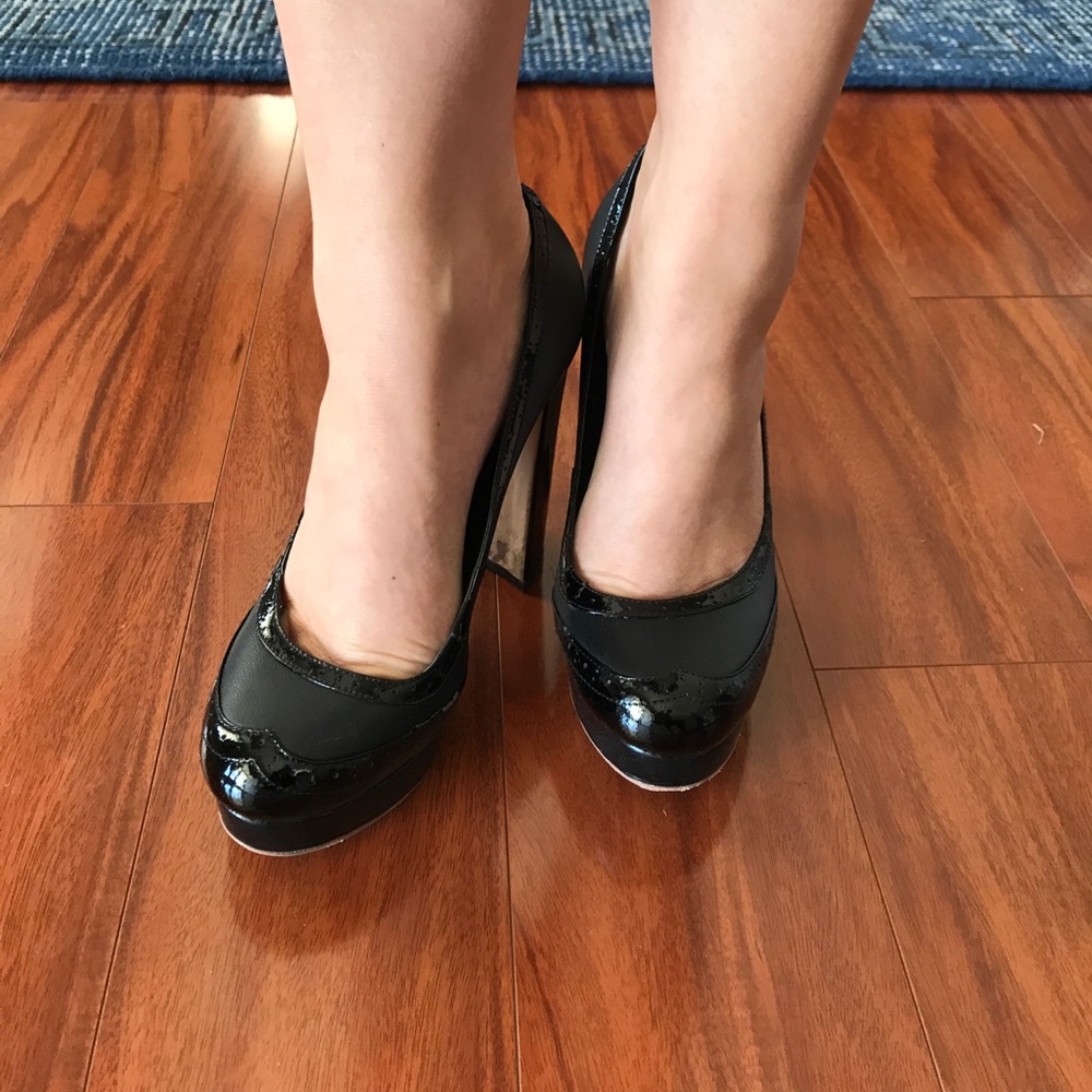 Raoul leather platform block heels