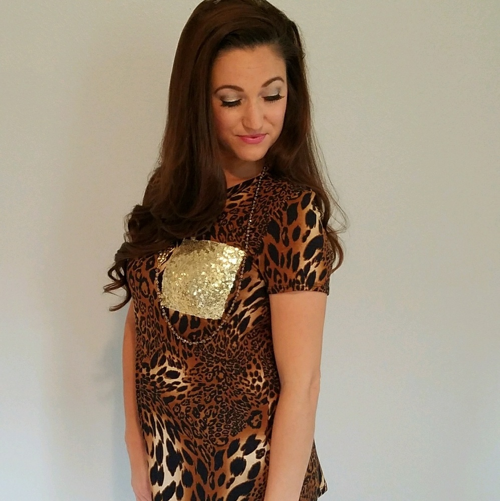 Leopard animal print sequin top