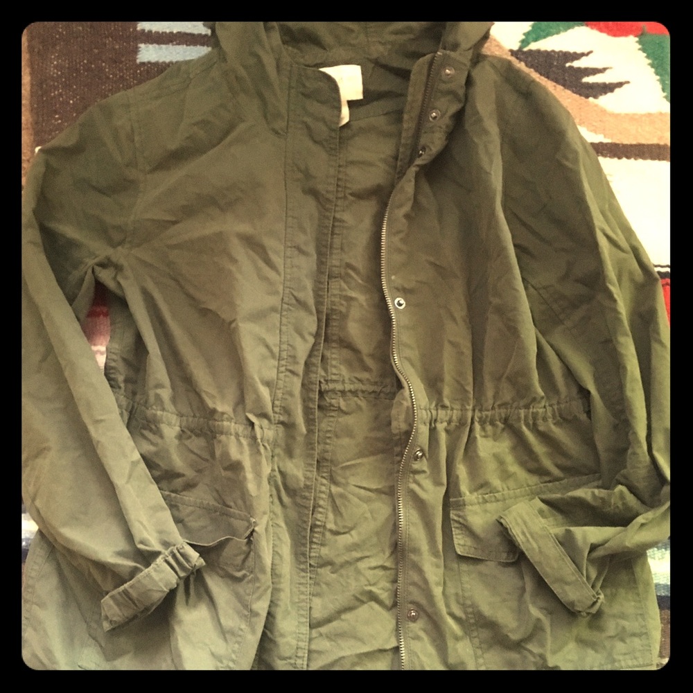Army green rain jacket