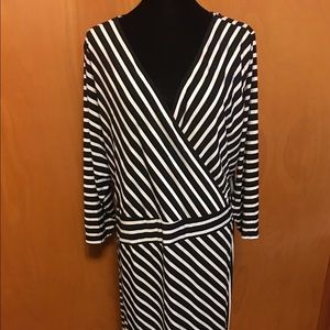 Sophisticated Black and White Stripped Dress
