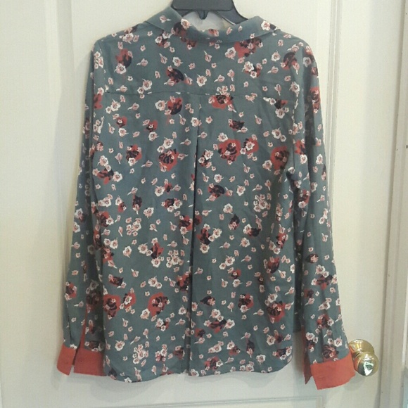 Poema brand grey floral blouse sz L - Picture 3 of 4