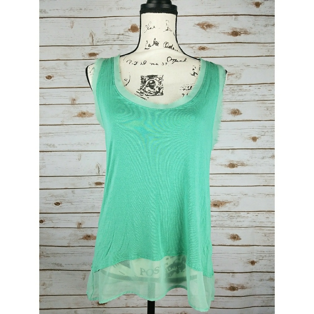 Anthropologie Bordeaux Turquoise High Low Tank Top
