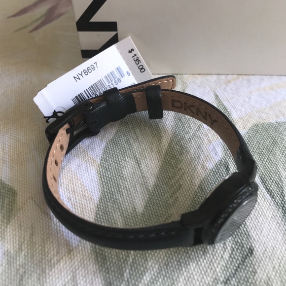 Beautiful Black leather strap DKNY Watch NWT