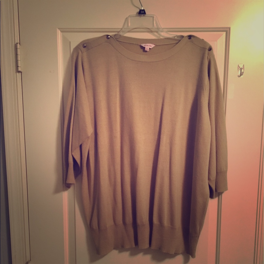 Simply Be - Tan button shoulder sweater NWOT's