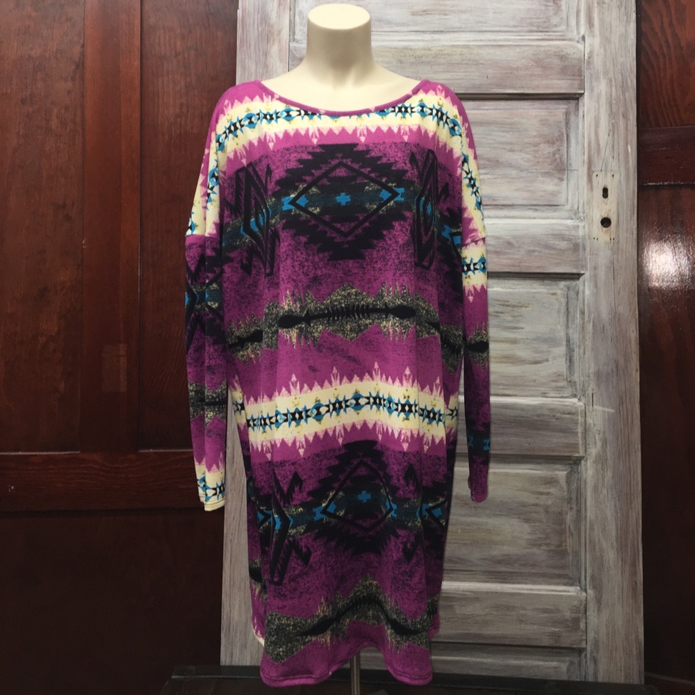 Red Lolly Aztec Batwing Dress