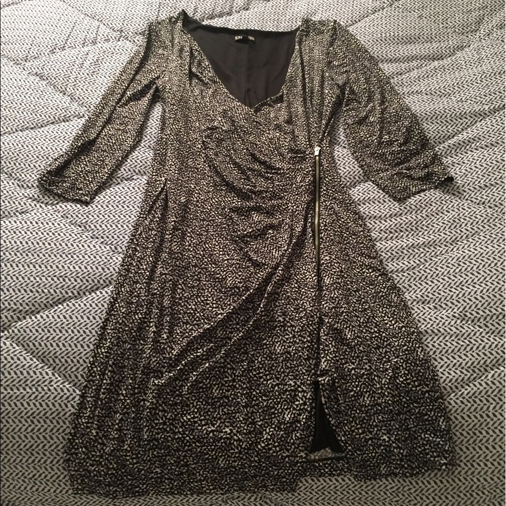 EXPRESS 3/4 sleeve faux-wrap dress