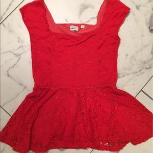 Sweet and sassy red peplum top! Size S