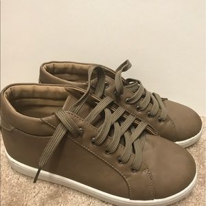 Tan sneakers.  Never used