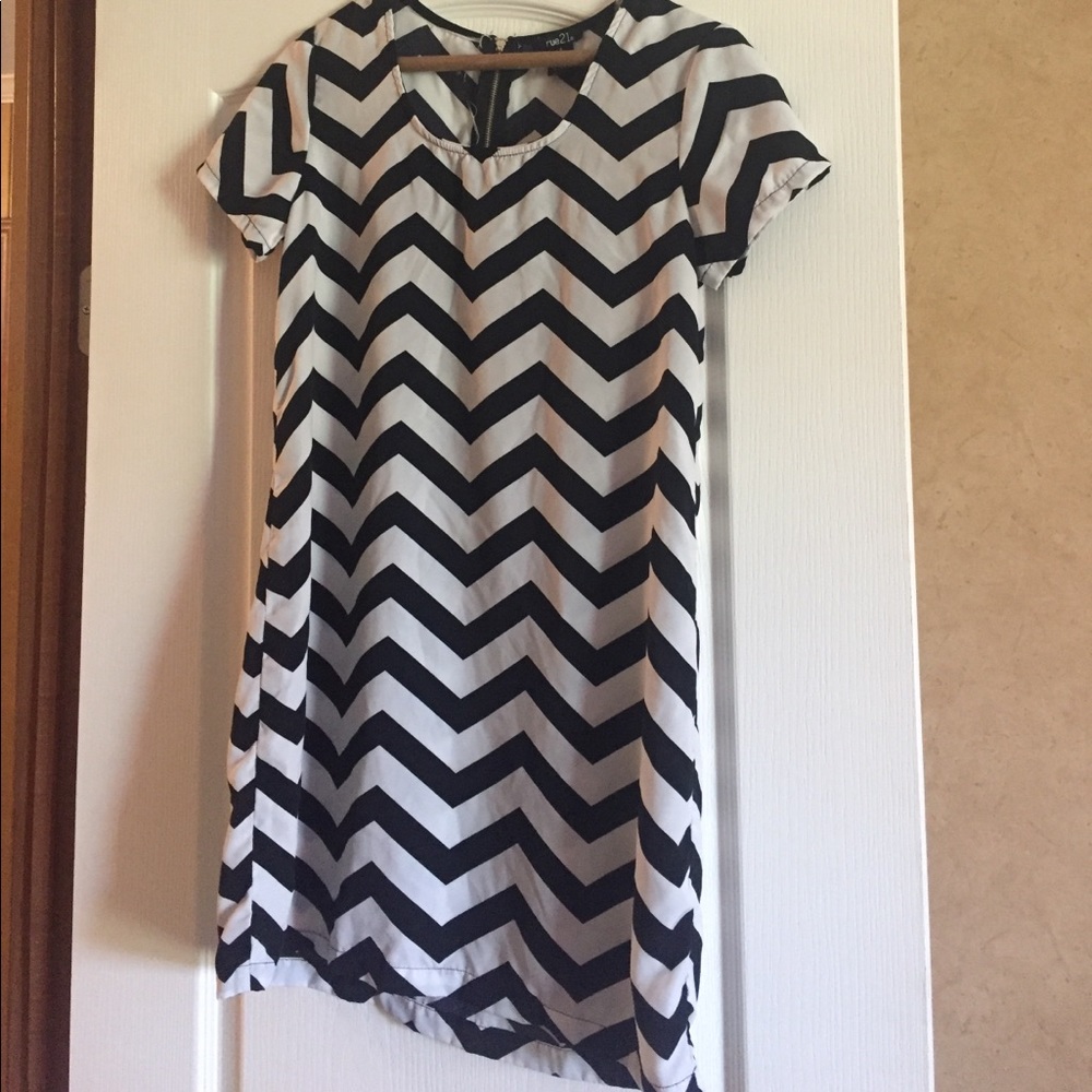 A black and white chevron dress