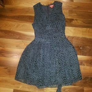 Black/grey leopard print dress with wrap front