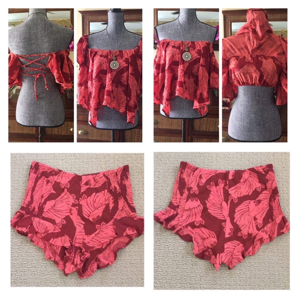 🆕Free People Merpati Floral Top/Short Set.  NWOT. - Picture 4 of 4