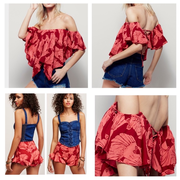 🆕Free People Merpati Floral Top/Short Set.  NWOT. - Picture 2 of 4
