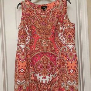 Coral Paisley print sleeveless dress
