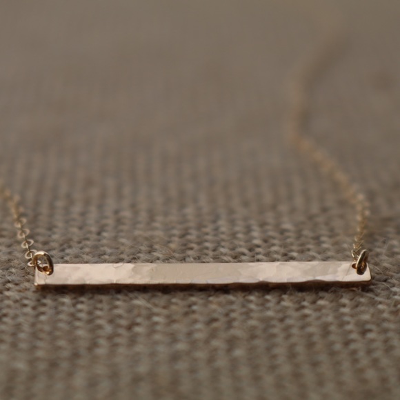 ✨14K Gold Filled Textured Bar Necklace✨ - Picture 3 of 6