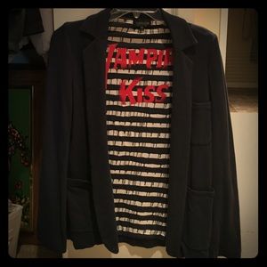 Topshop Navy cotton blazer