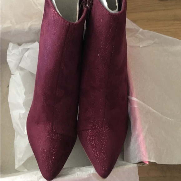 NEW shimmery burgundy ankle stiletto holiday boots - Picture 2 of 3
