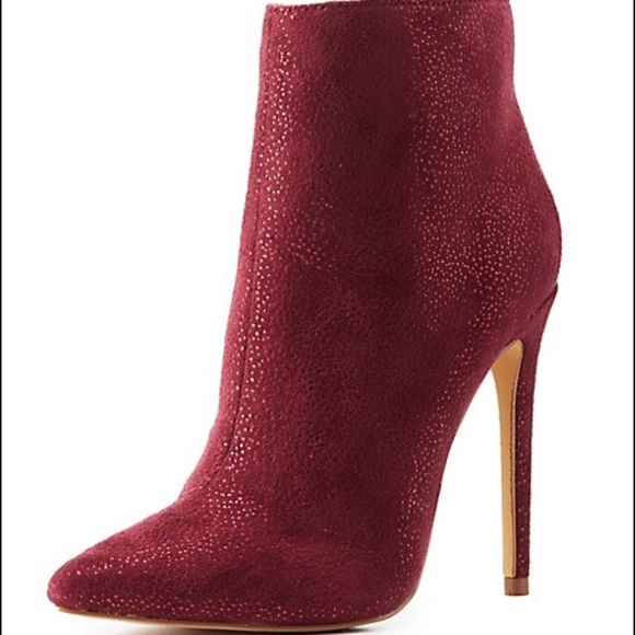 NEW shimmery burgundy ankle stiletto holiday boots - Picture 3 of 3