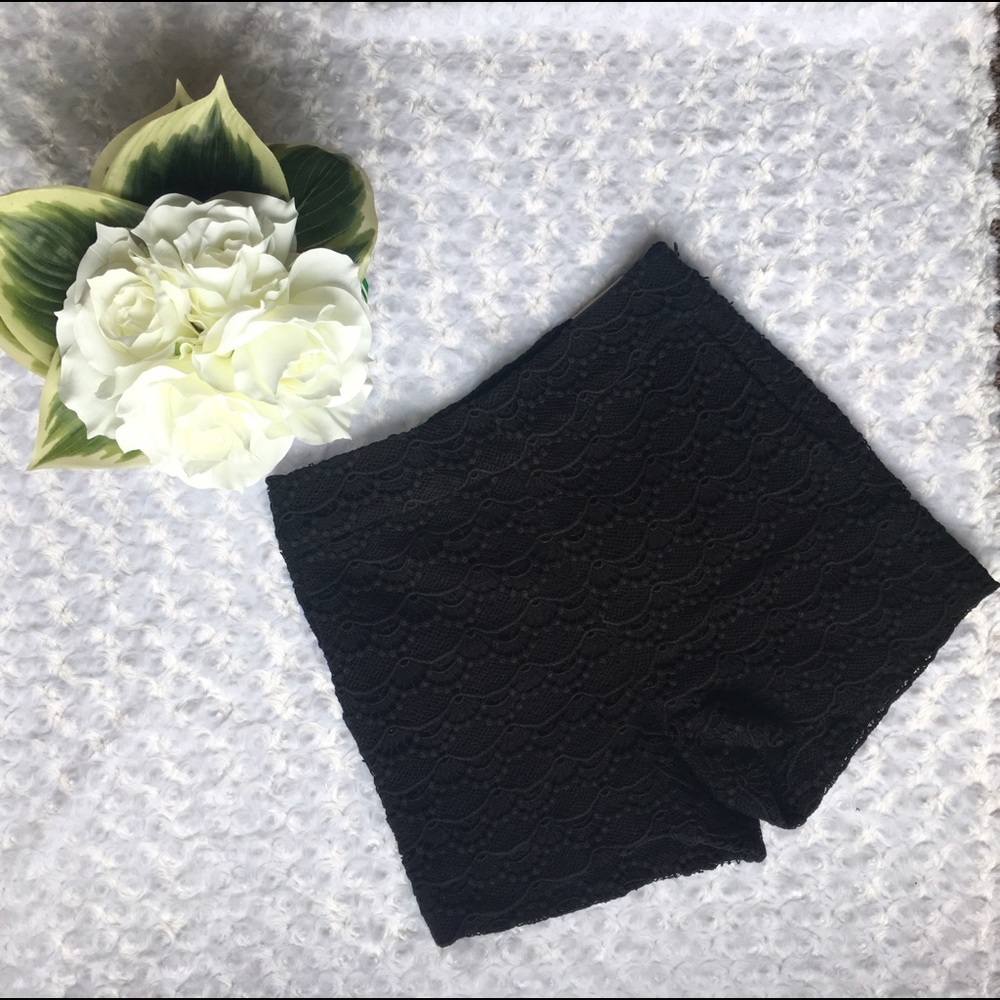 Express black crochet shorts