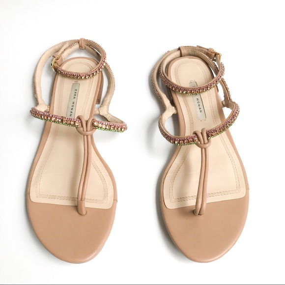 Zara Shoes - ✨Rare✨ Zara Flat Sandal with Diamanté Crystals