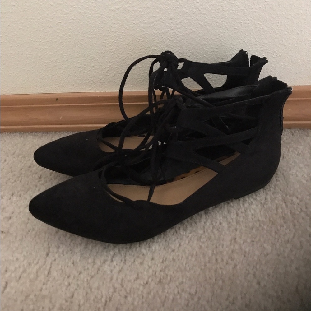 Report lace up flats