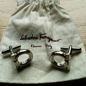 Salvatore Ferragamo Silver Bit Cuff Links