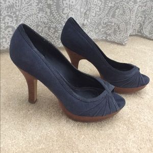 Navy Blue Peep Toe Heels
