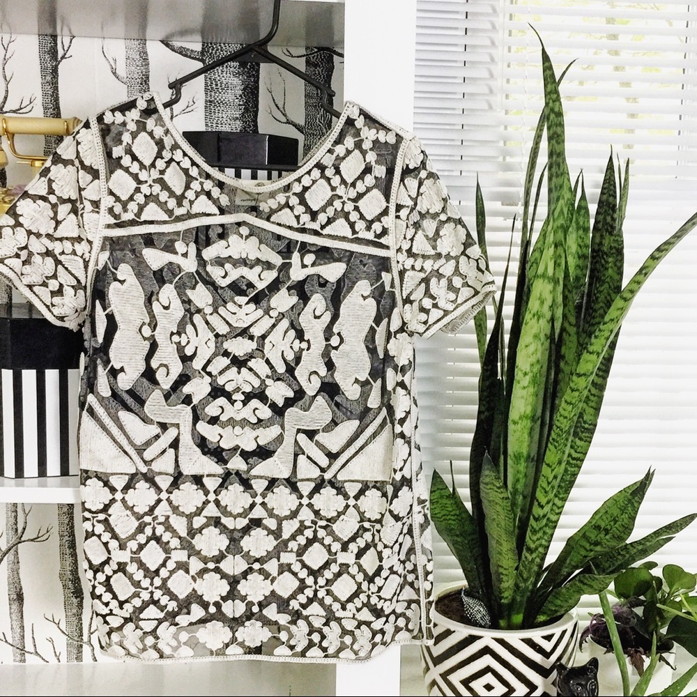Anthropologie Everleigh mesh lace top - boho