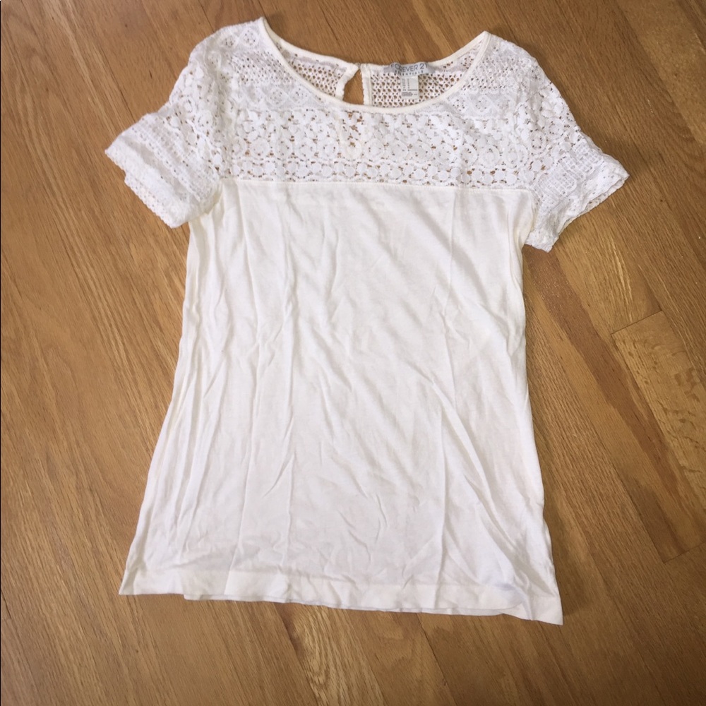 Lace Accent White Tee