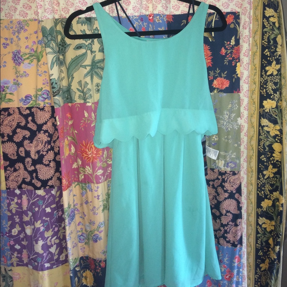 Teal scalloped dress