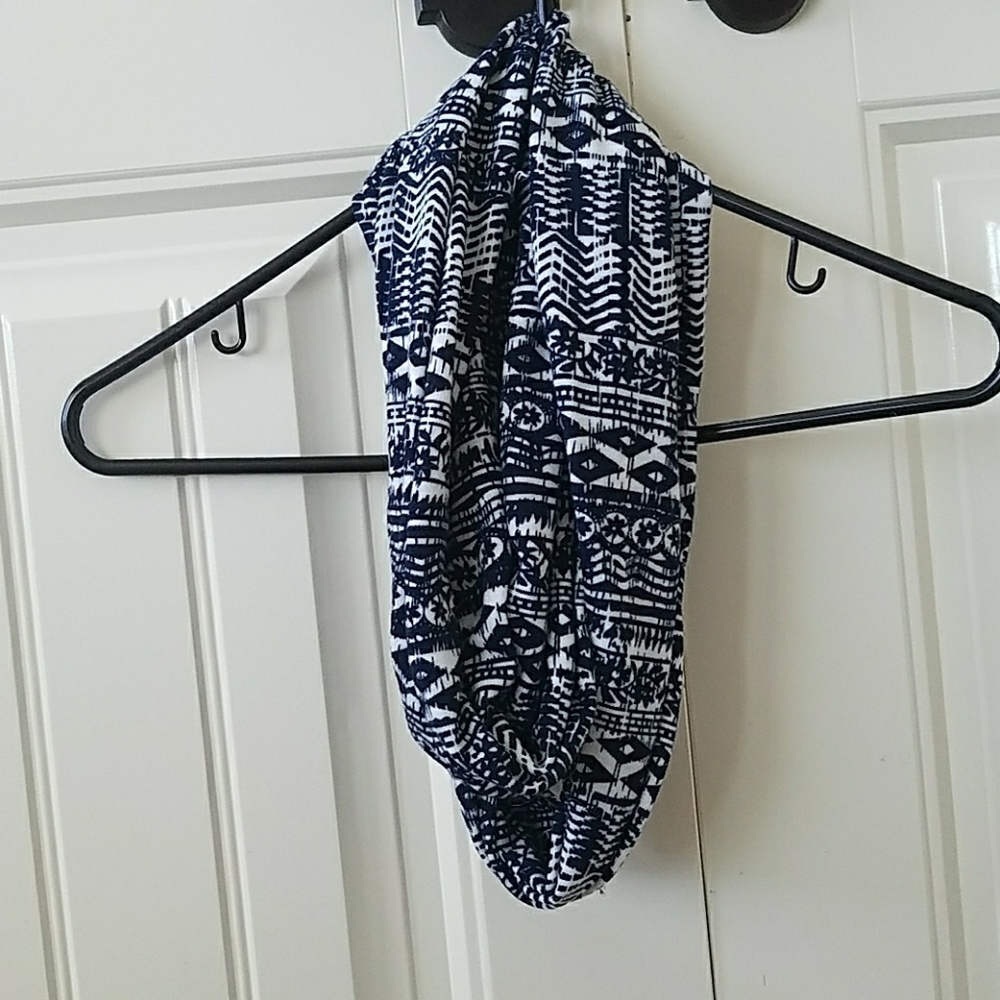 Blue and white tribal scarf