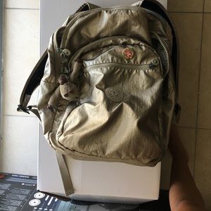 Seoul Large Laptop Backpack Metallic Tan/Gold