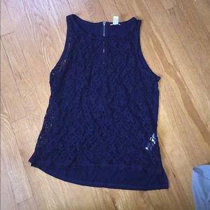 Lace Tank Top with Zipper Accent