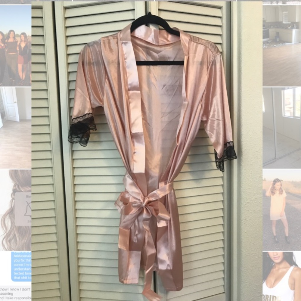 Pink Silk robe lingerie