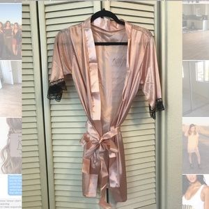 Pink Silk robe lingerie