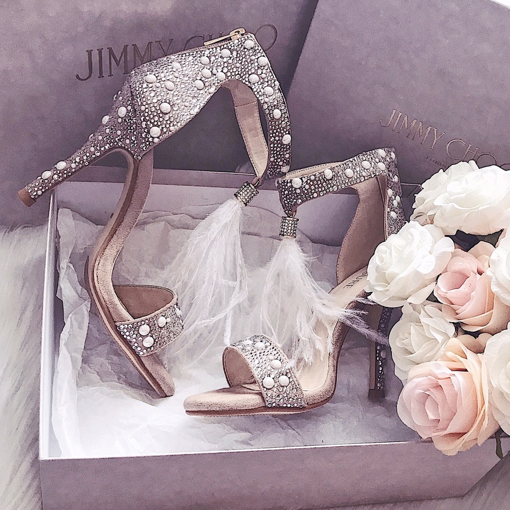 ✨Gorgeous Crystal Leather Heeled Sandals✨ New!