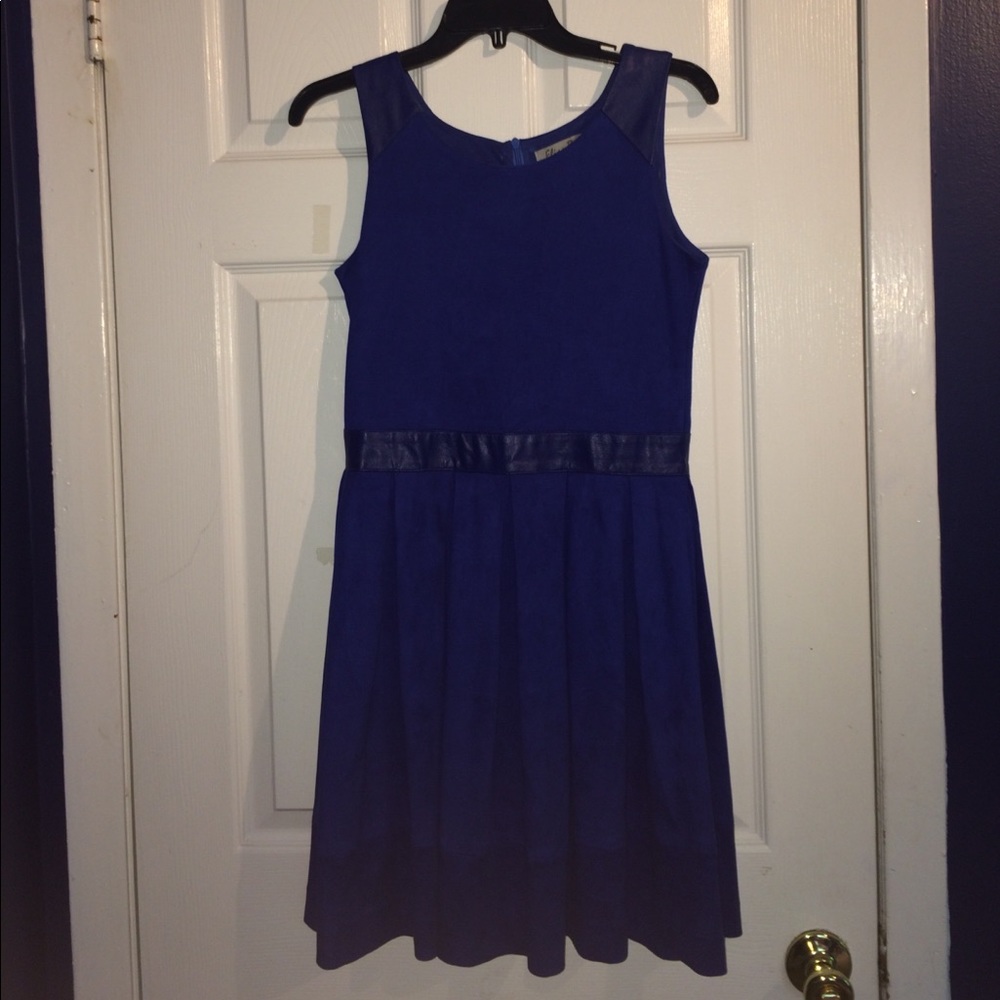 Faux Suede Royal Blue Dress