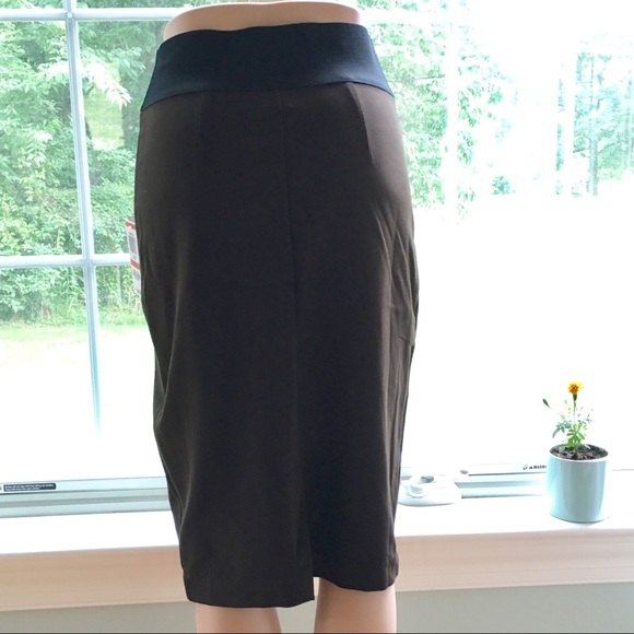 NEW ALFANI brown black body con career skirt midi - Picture 4 of 5