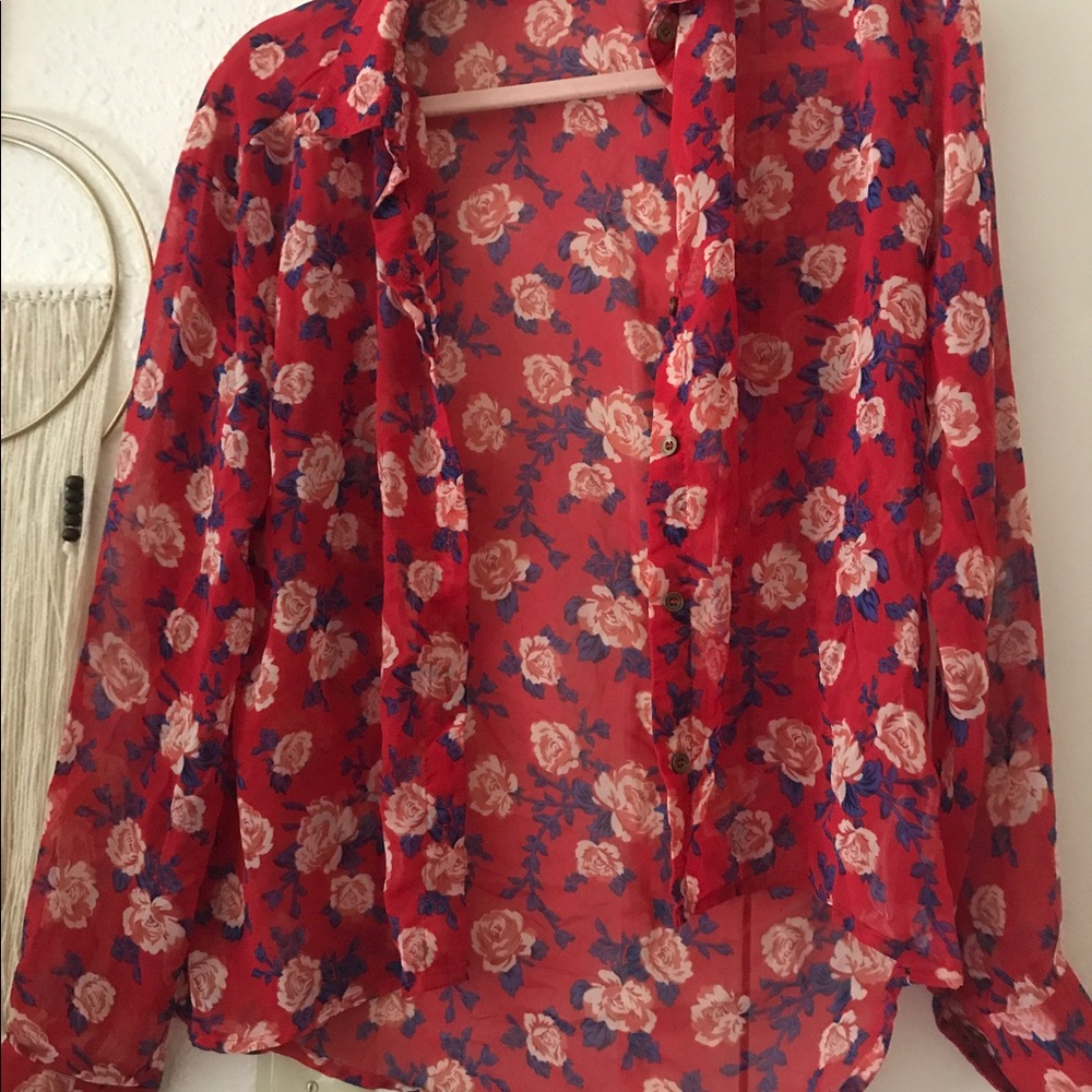 Red Floral Blouse