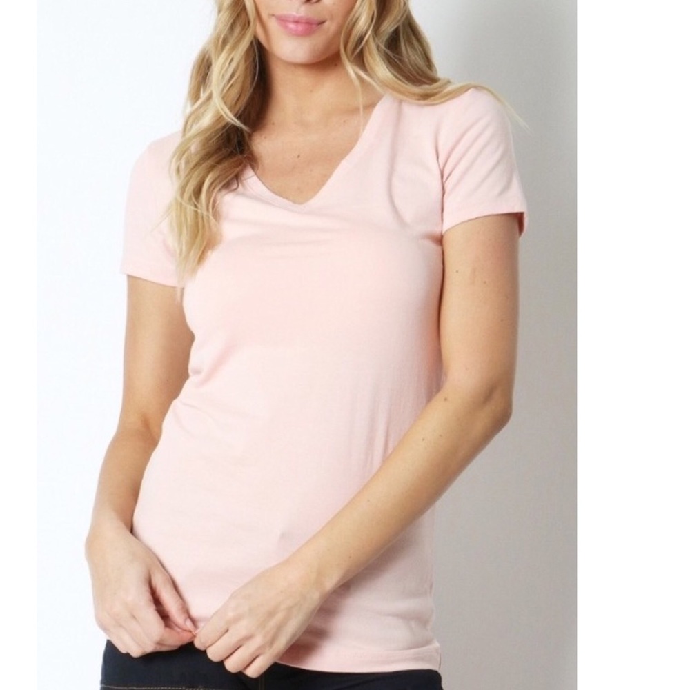 Dusty Peach V-Neck Tee - Picture 3 of 3