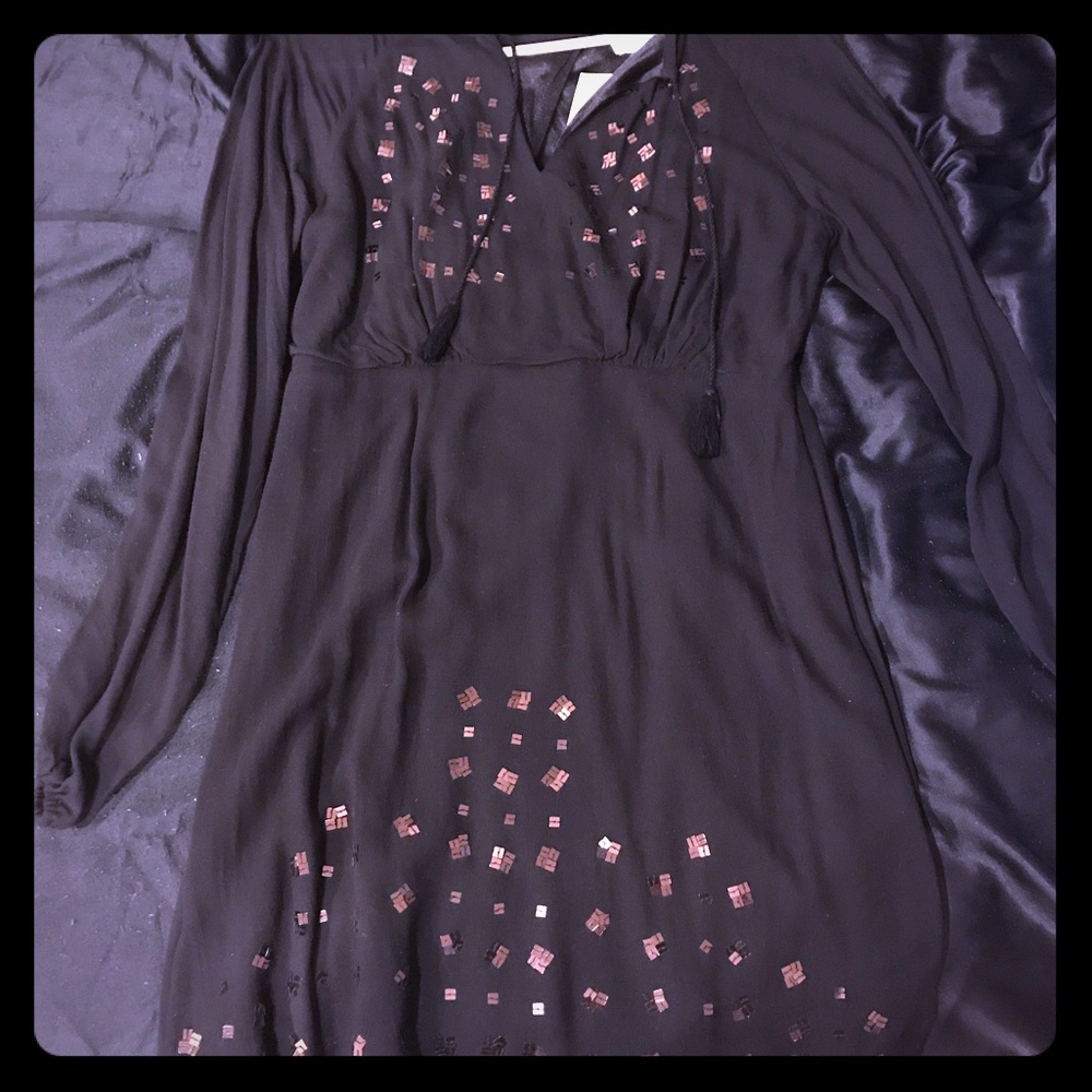 1 Happy Girl Black Sequin Backless Black Dress L