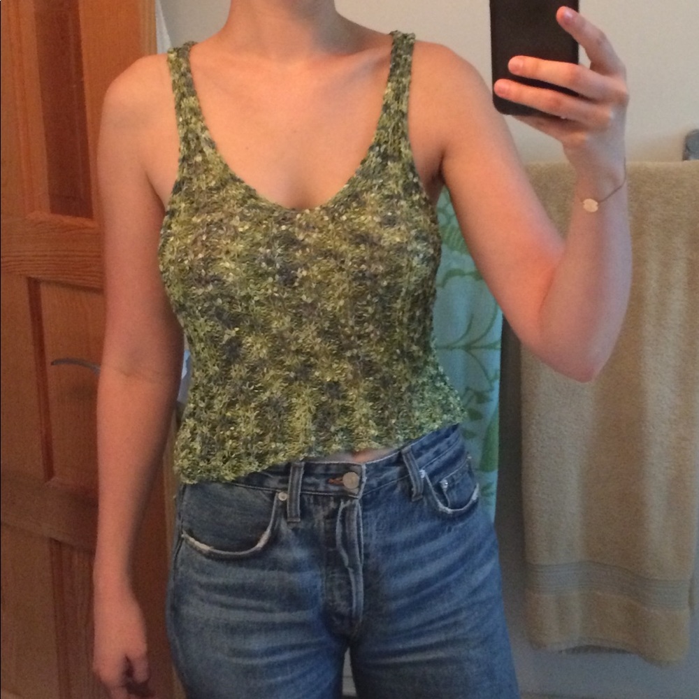 ❗️SOLD❗️Knit green and blue tank by Simon Keen