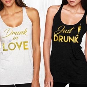 Bridal tank tops drunk in love/ just drunk/crystal