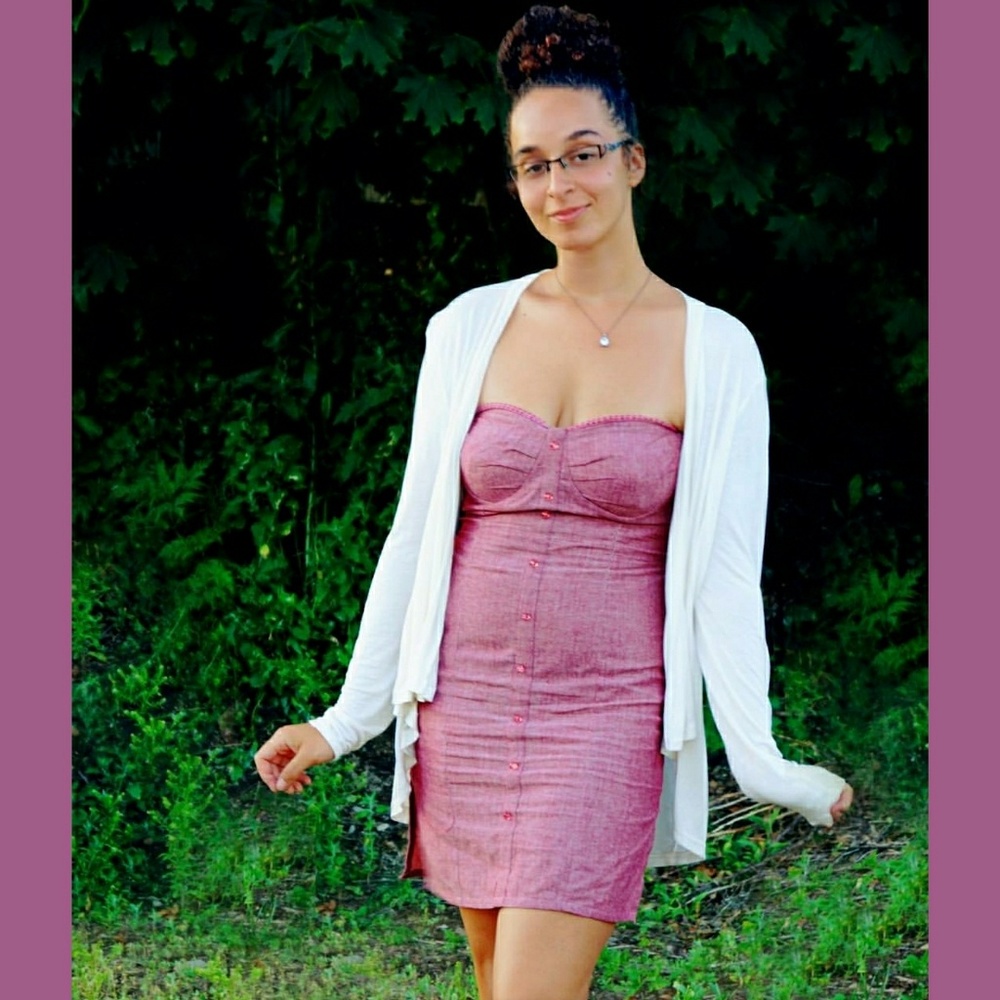 Straples pink and silver shimmer dress