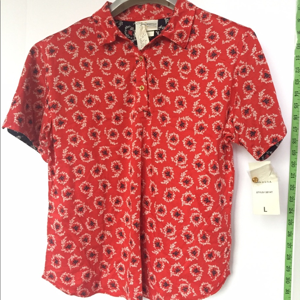 M Sportfolio Women's Red Collared Golf Shirt
