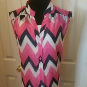 Sheer Chevron Blouse - XL