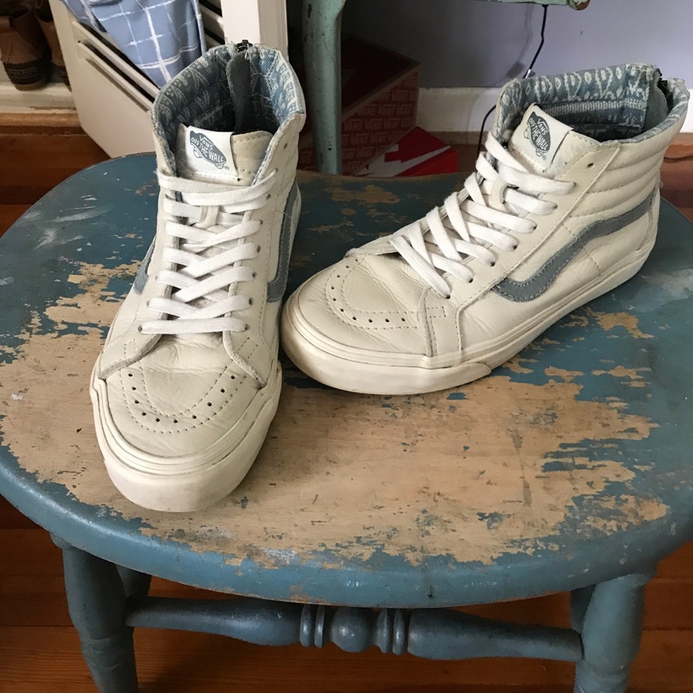 Blue and Cream Leather Sk8 Highs