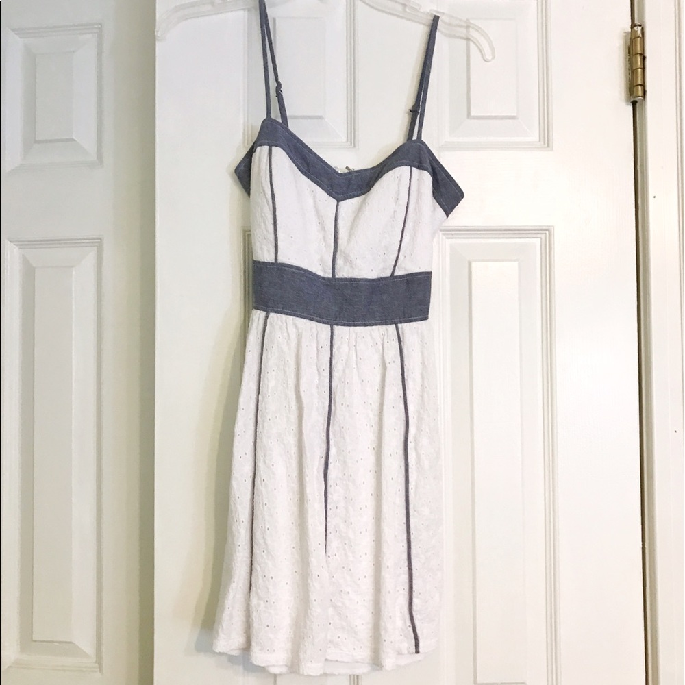 White Lace & Denim Dress