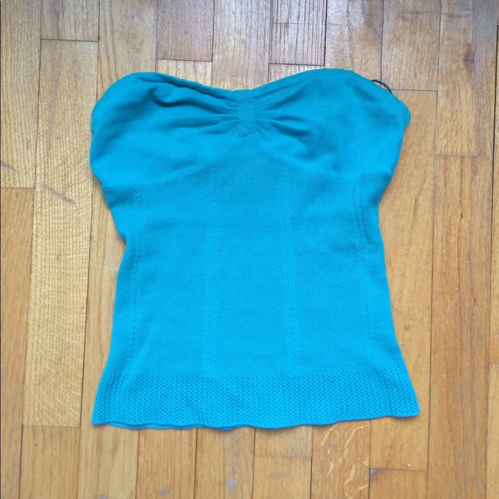 Turquoise knit tube top