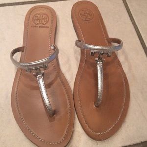 Tory Burch Silver T-strap Sandal