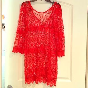 H&M ❤️ Coachella Coral Crochet Dress in Medium